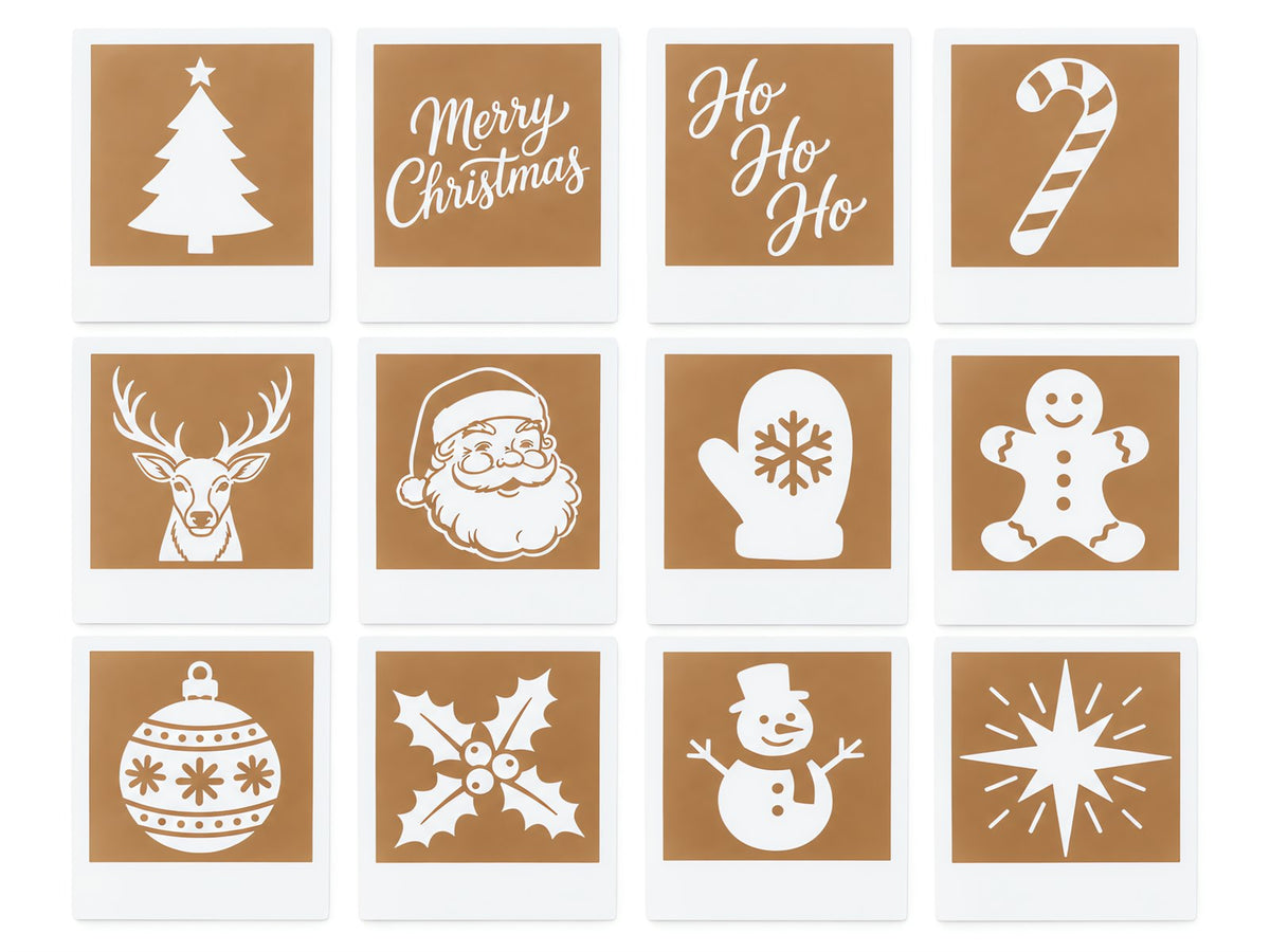 Latte Canvas - 12 Christmas stencil cards